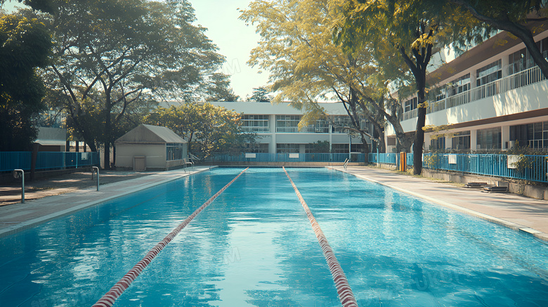 学校游泳池场景图片