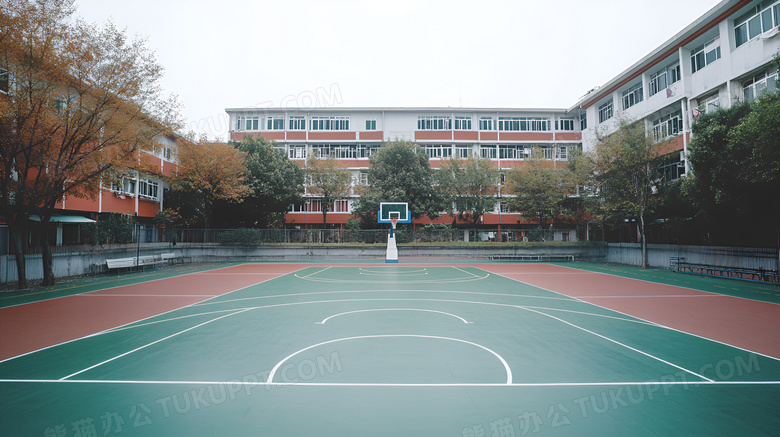 学校篮球场场景图片