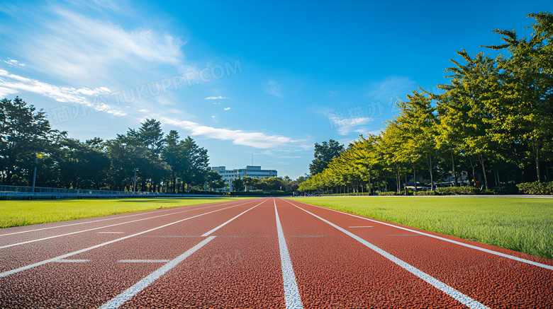 学校田径跑道场景图片