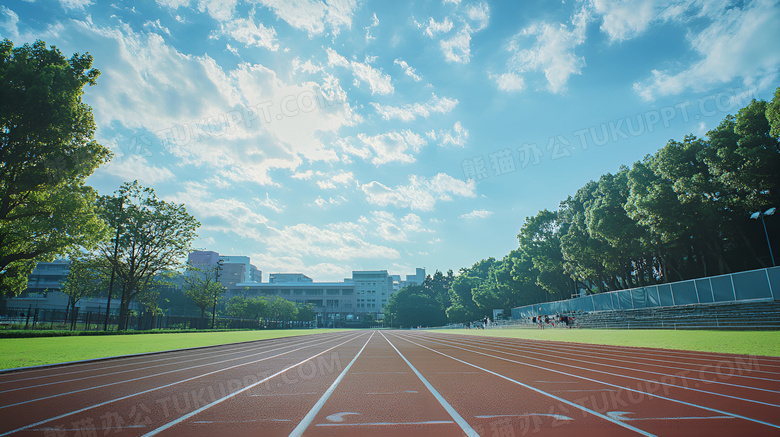 学校田径跑道场景图片