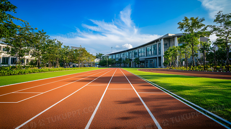 学校田径跑道场景图片