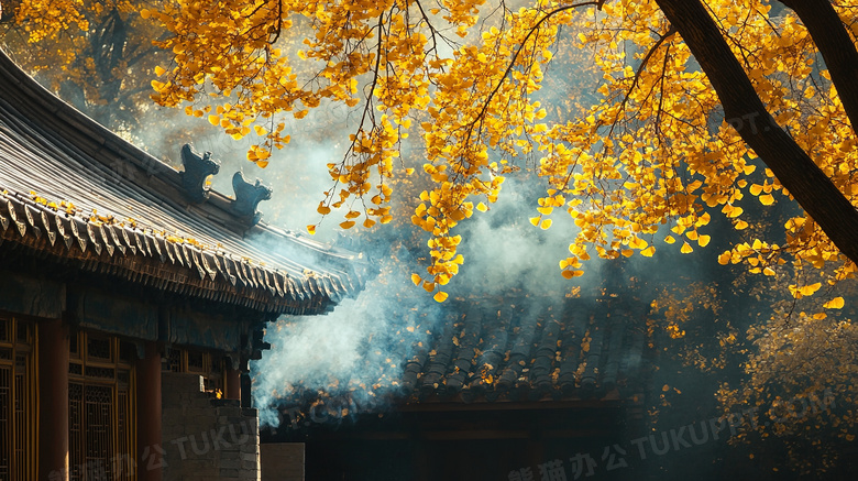 秋天古代瓦片建筑故宫图片