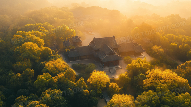 俯瞰中国风古代建筑秋天故宫图片