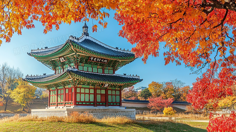 秋天古风建筑图片