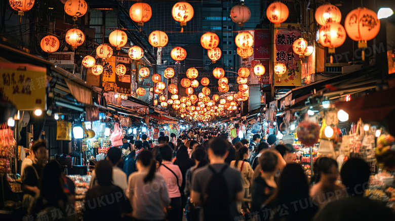 夜市逛街摊位摆摊图片