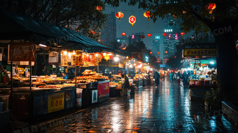 夜市菜市场摊位摆摊图片