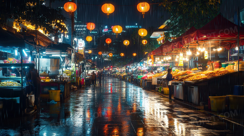 夜市菜市场摊位摆摊图片