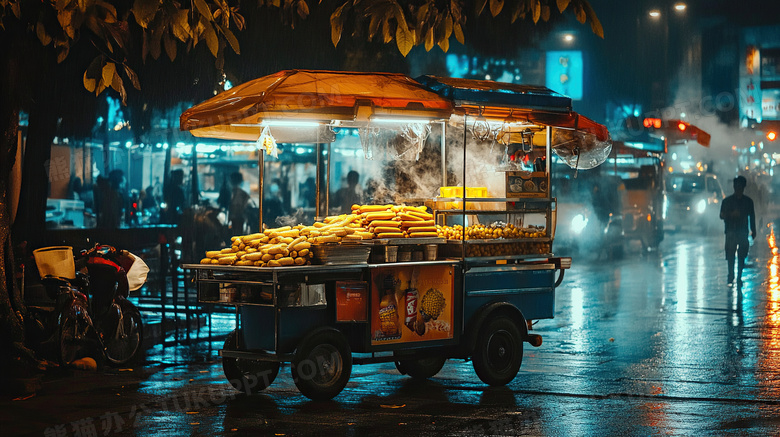 夜市小吃车摊位摆摊图片