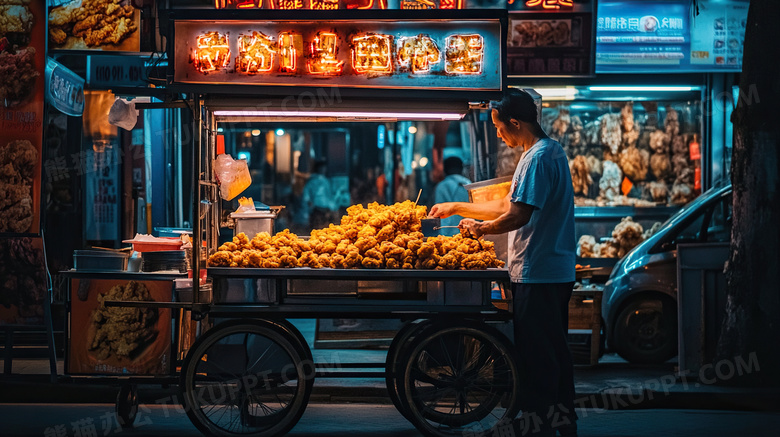 夜市夜宵摊位摆摊图片