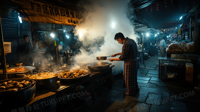 夜市夜宵摊位摆摊图片