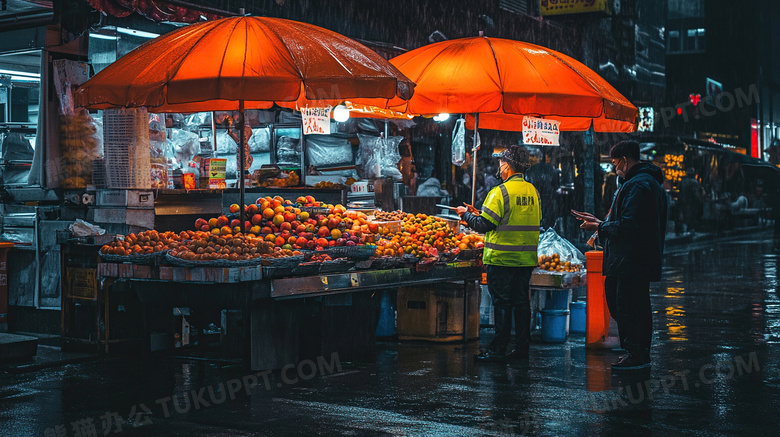 夜市水果摊摊位摆摊图片