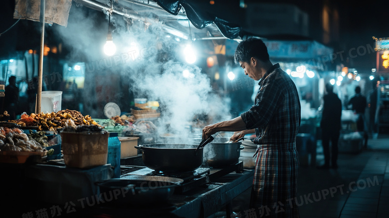 夜市夜宵摊位摆摊图片