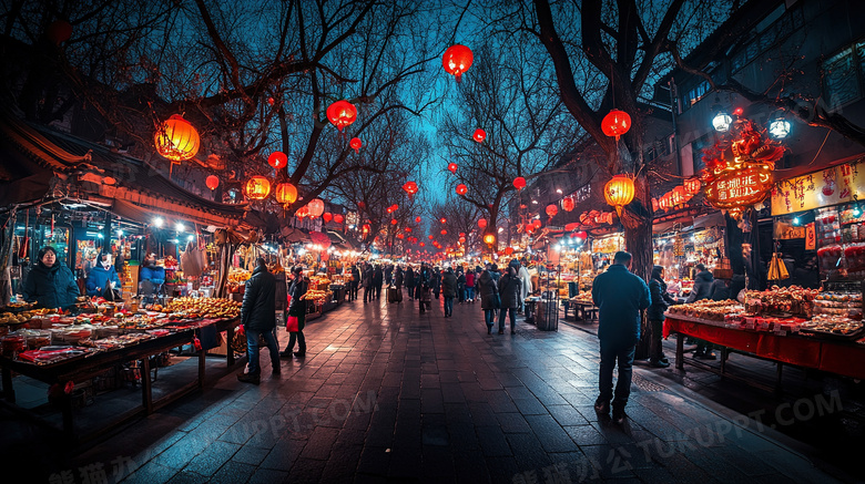 夜市摊位地摊逛街图片