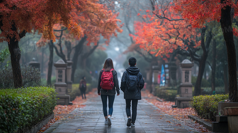 大学生背着书包的图片