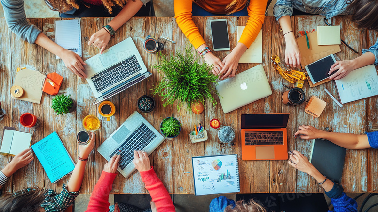 商务办公环境局部特写的图片