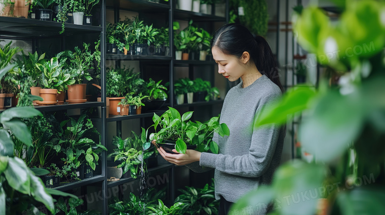 在家培育绿植的图片