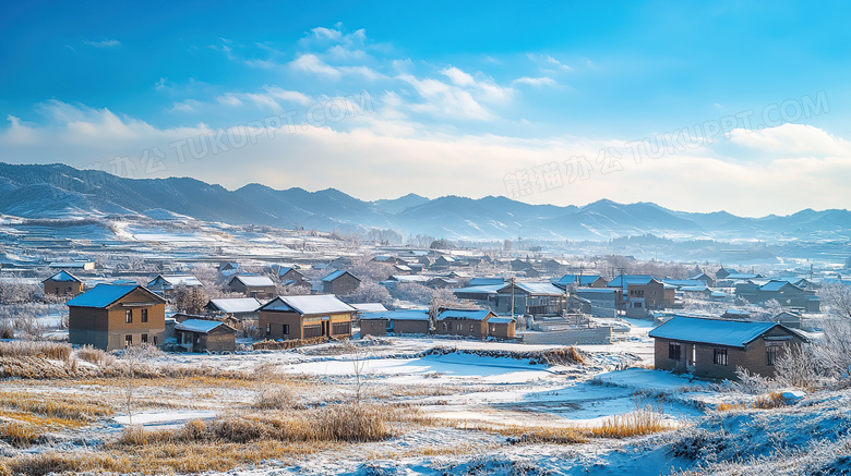 冬天农村乡村民房雪景图片