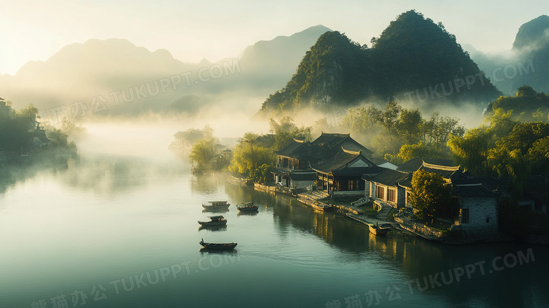 南方水乡农村乡村民居风景图片