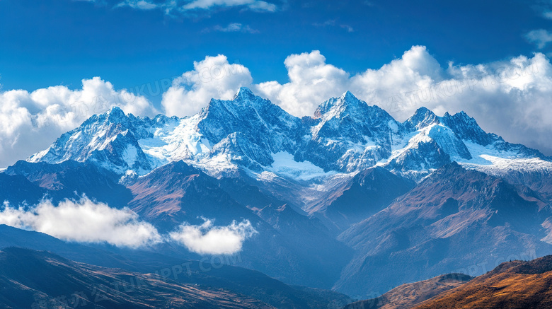 山峰积雪雪山图片