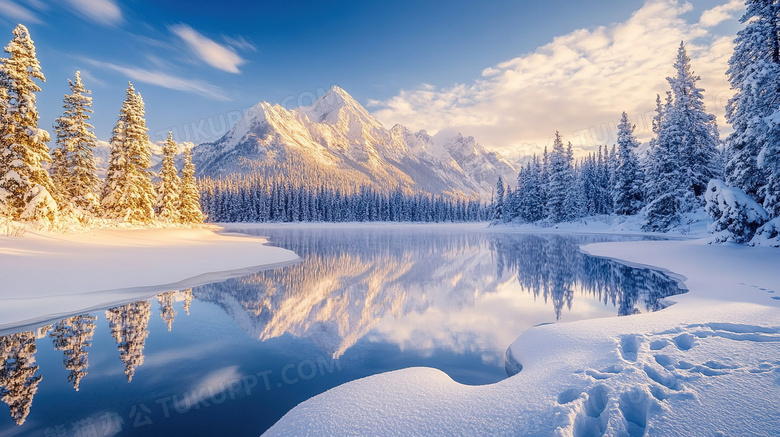 山峰积雪雪山风景图片