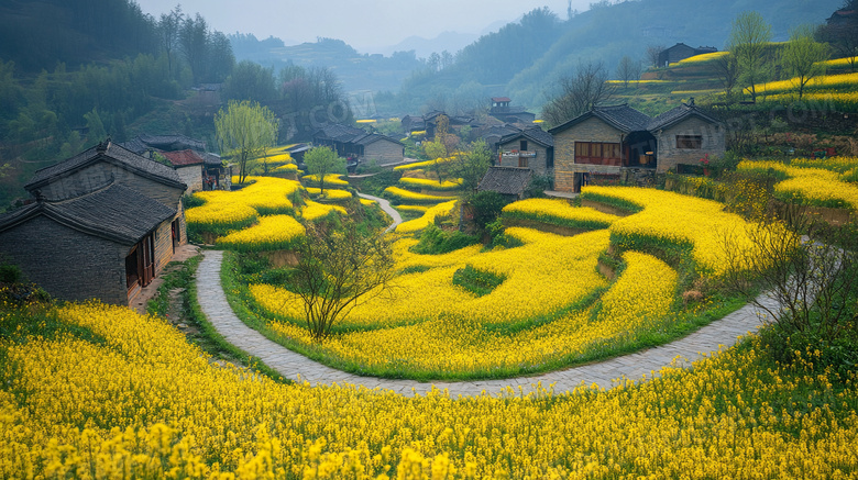 乡下油菜花农村美丽乡村图片