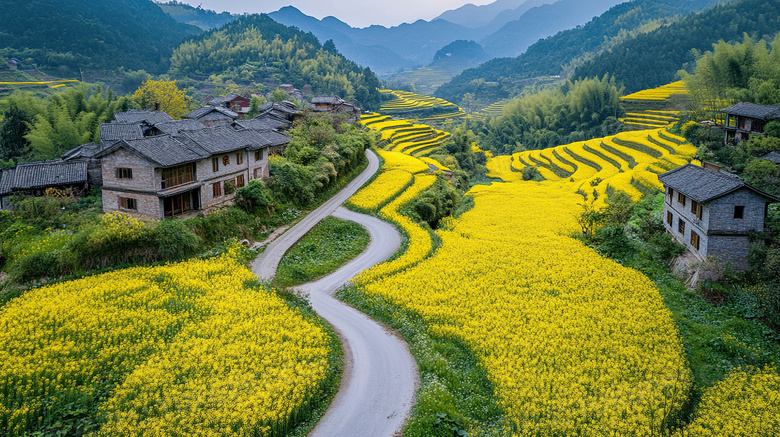 乡下油菜花农村美丽乡村图片