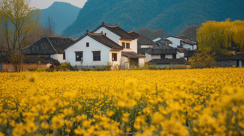 乡下油菜花农村美丽乡村图片