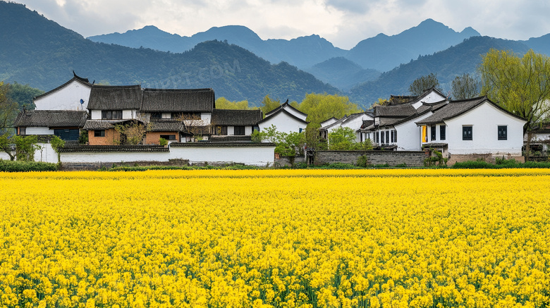 乡下油菜花农村美丽乡村图片