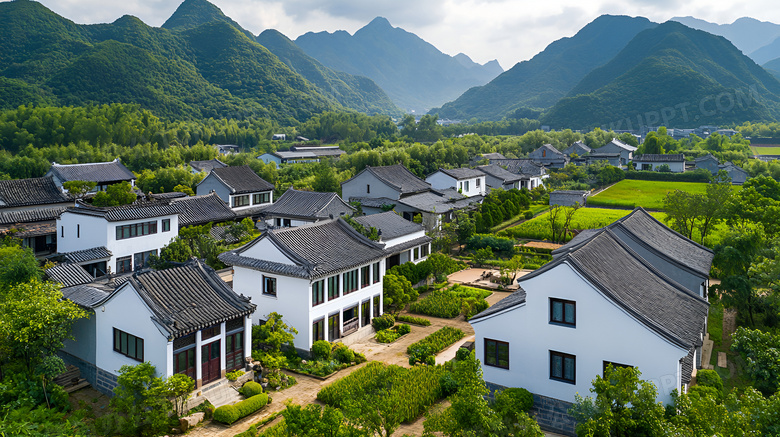 乡村房子鸟瞰图图片