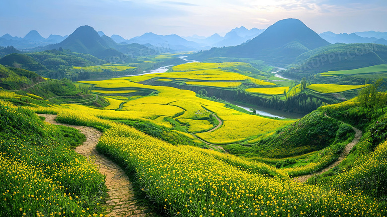 乡间田野小路风景图片