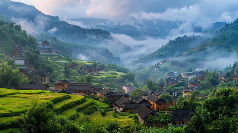 乡村建筑房屋风景图片