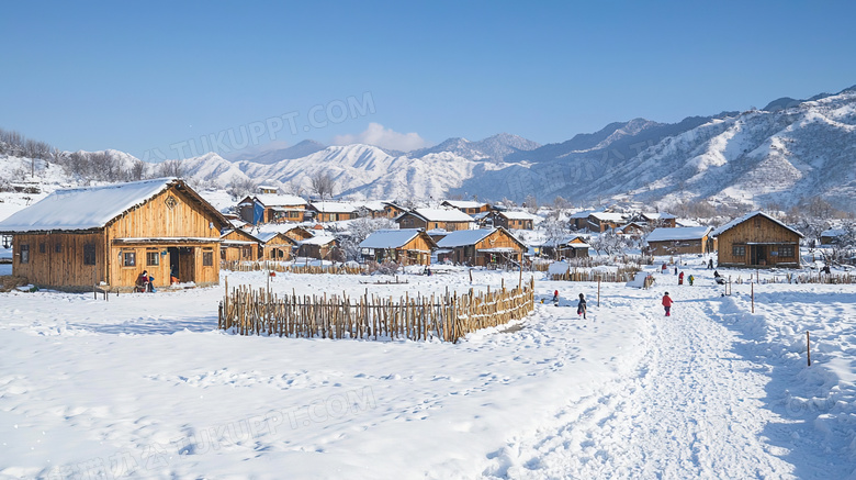 冬季乡村建筑房屋风景图片