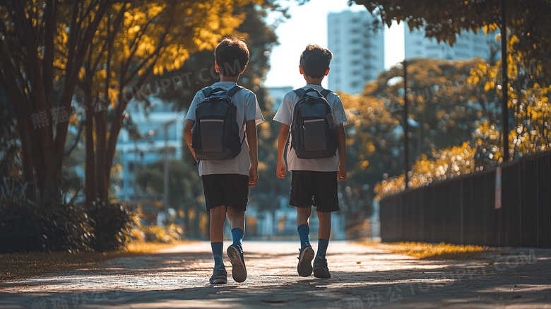 初中生学生背书包背影教育图片