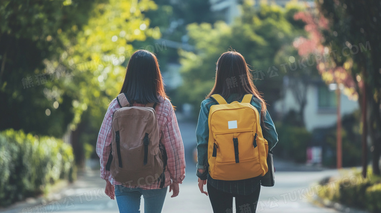 高中生学生背书包背影教育图片