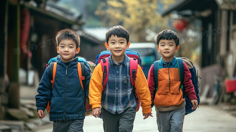 小学生学生背书包教育图片