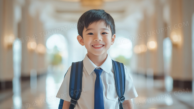 小学生上学背书包教育图片