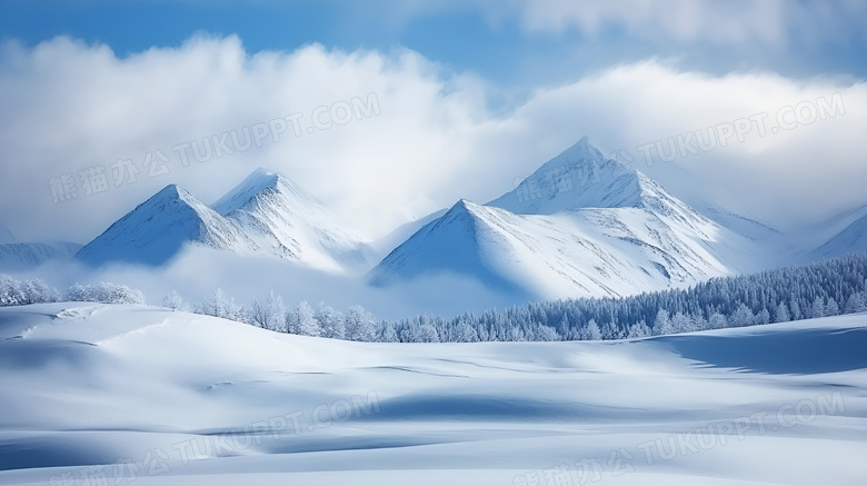 冬天的雪山风景图片