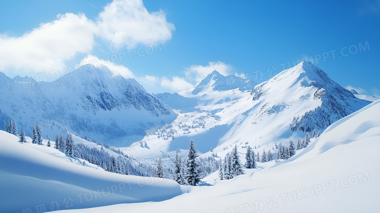 冬天的雪山风景图片