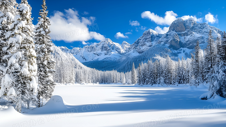 冬天的雪山风景图片