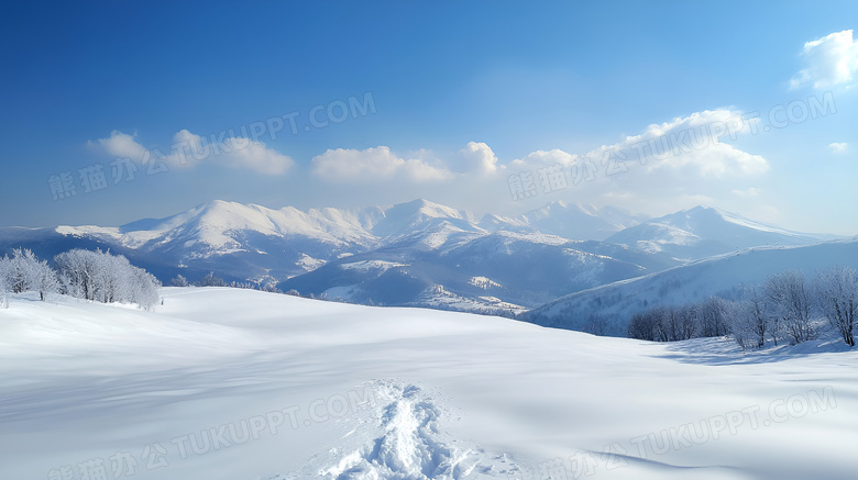 冬天的雪山风景图片