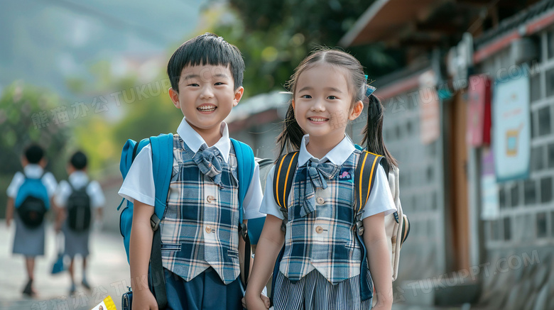 小学生上学上课图片