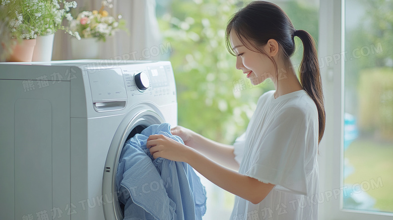 家庭生活女子洗衣服图片