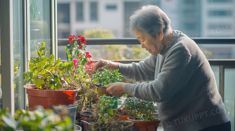 家庭生活老人护理盆栽图片