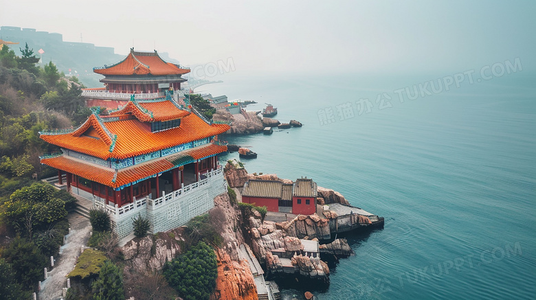 海边古建筑景观图片