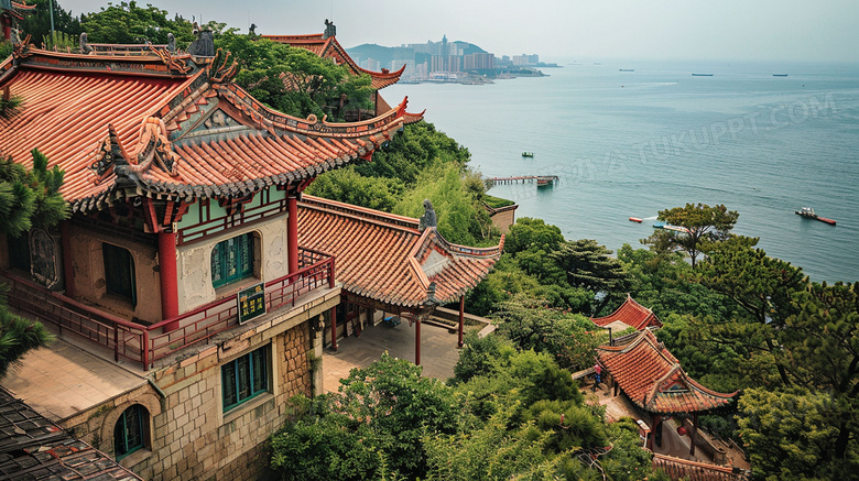 海边古建筑景观图片