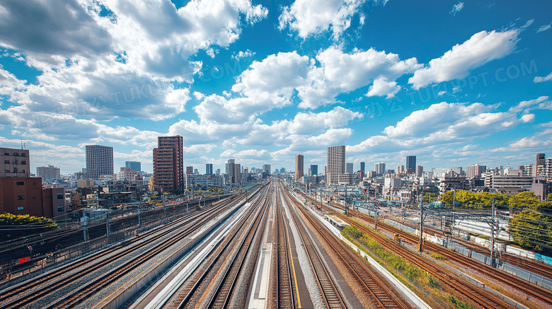 铁路铁轨城市风景图片