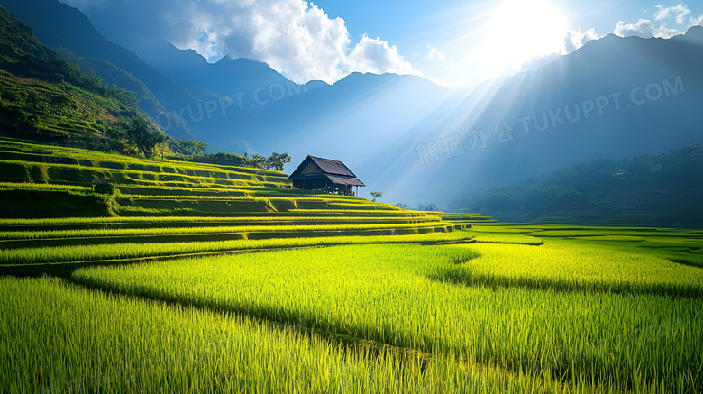 乡村梯田场景图片