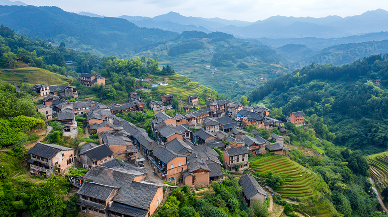 乡村房子鸟瞰图图片