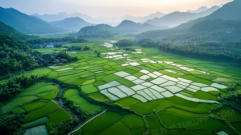 乡村梯田场景图片