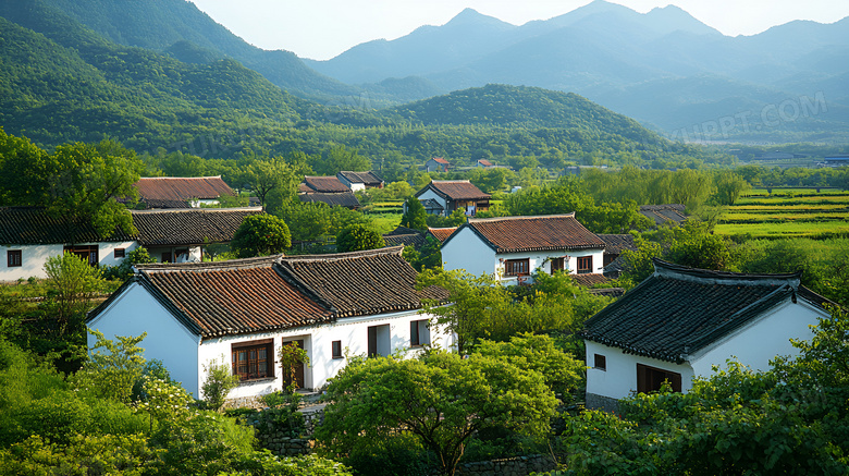 春季乡村房子图片